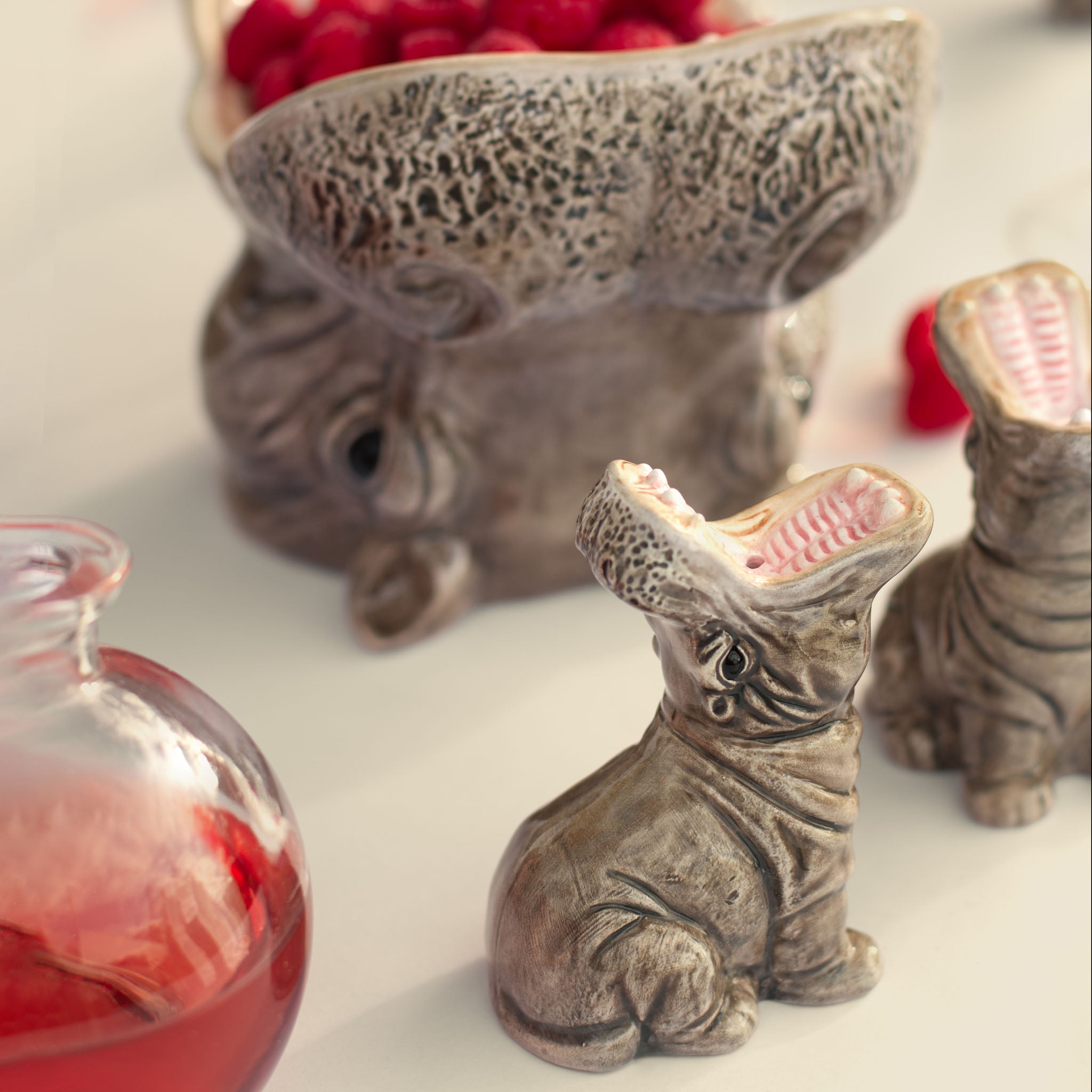 Schale und Salzstreuer aus der Hungry Hippos Kollektion