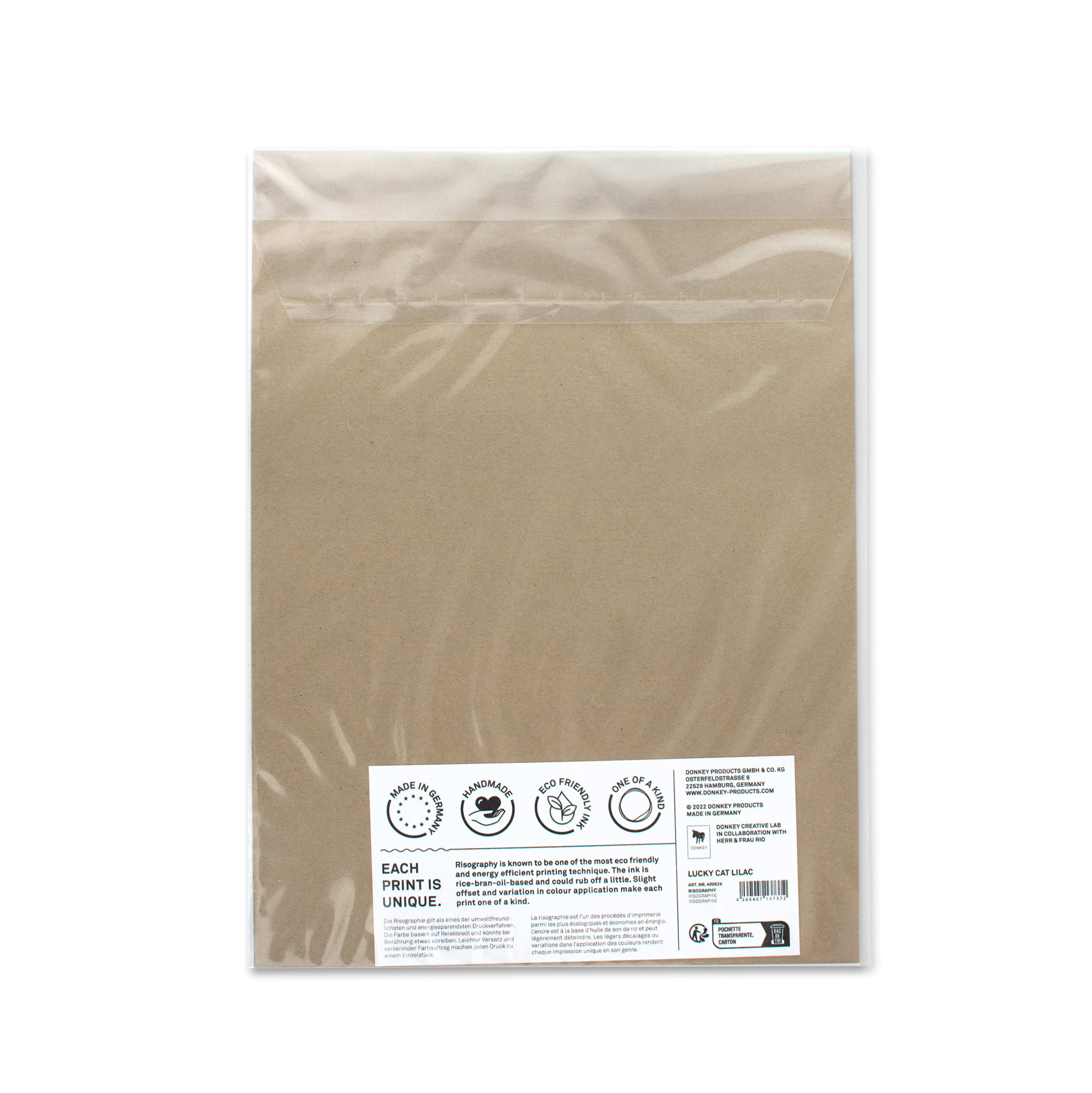 Risographie Artprint Lucky Cat Lilac