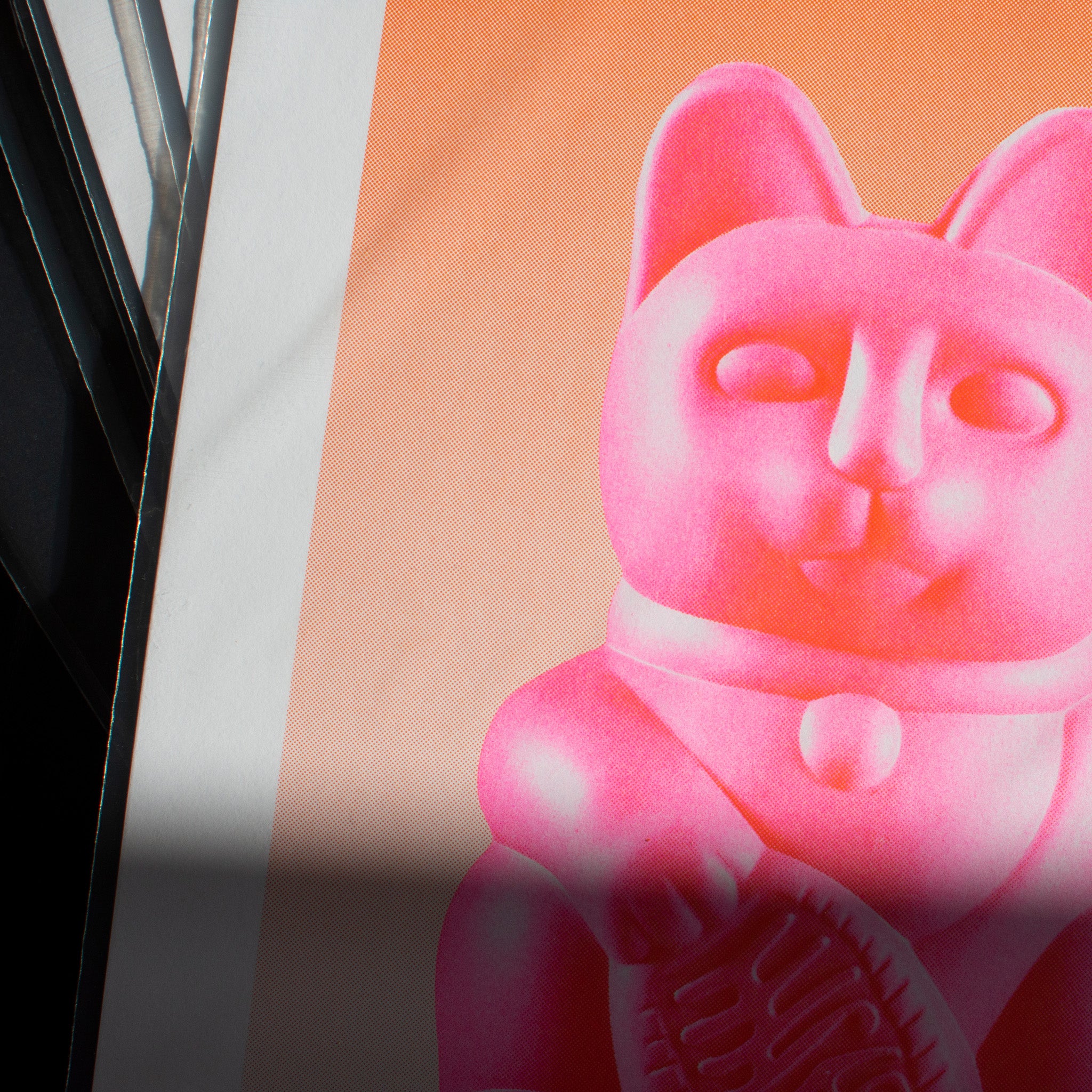 Risographie Artprint Lucky Cat Pink