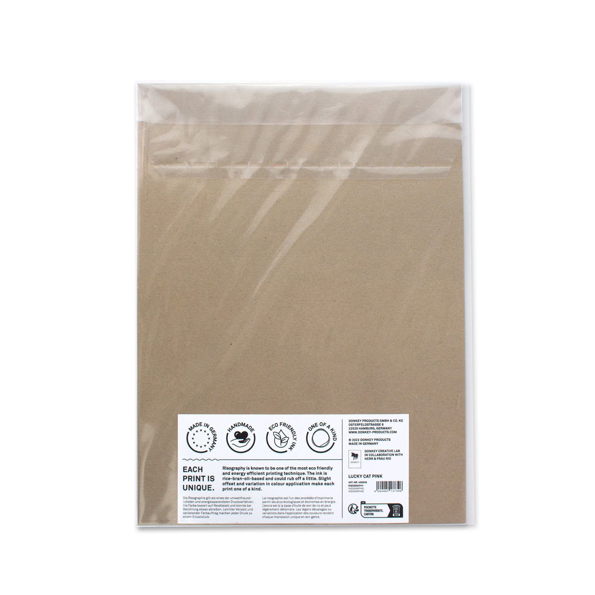 Risographie Artprint Lucky Cat Pink